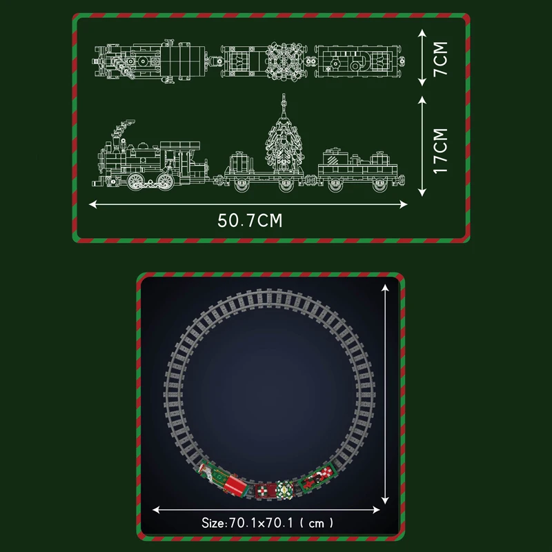 MOULD KING 12039 Remote Control Christmas Train Building Blocks Technology Buildable Diesel Locomotive Toys Set for Kids