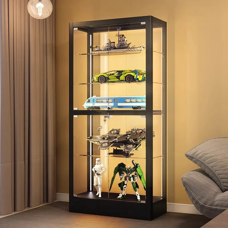 Figure cabinet, Lego display  lighted glass  dustproof cabinet, storage shelf, suitable for toy model showcase