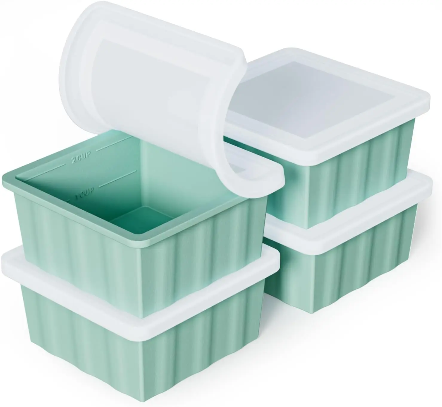 

Silicone Freezer Tray for Soup Ice Cubes: 2-Cup Freezing Tray for Meal Prep - 4Pack Silicon Soup Portion Freeze Tray
