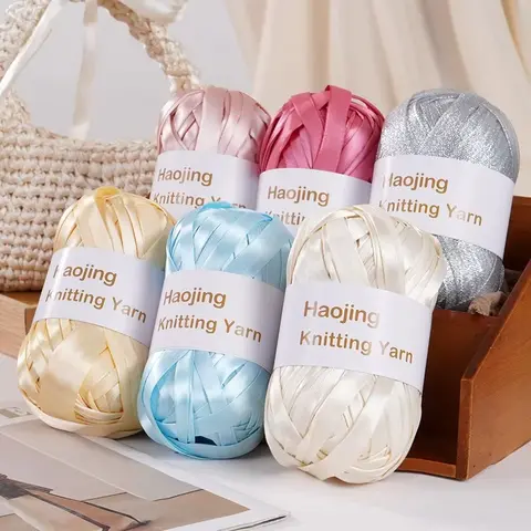 100g/roll 25mm Chunky Soft Satin Yarn Iridescent Metallic Sparkle Thread DIY Crochet Bag Knitting High-Gloss Yarn Craft