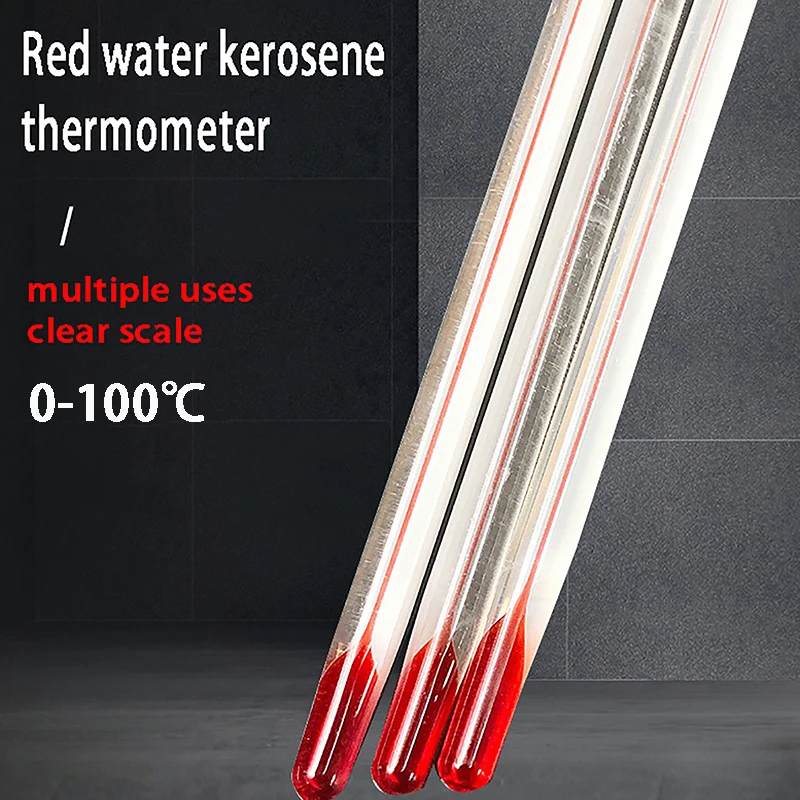 1Pc Glass Thermometer Home Brew Laboratory Red Water Filled Thermometer Glassware For Chemistry Lab School Home Use