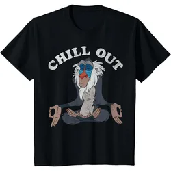 High Street Lion King Rafiki Chill Out Meditation Graphic Print MEN T-shirt Y2k Goth Harajuku Hip Hop Couple Casual Loose Shirt