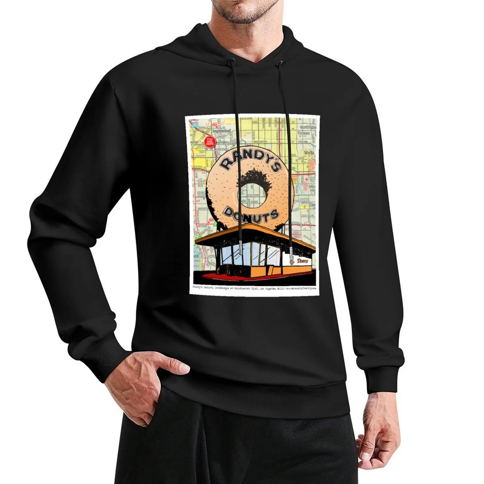 Randys Donut Shop, Los Angeles. Shop with giant donut on top. Pullover Hoodie korean clothes men's clothes hoodie oversize