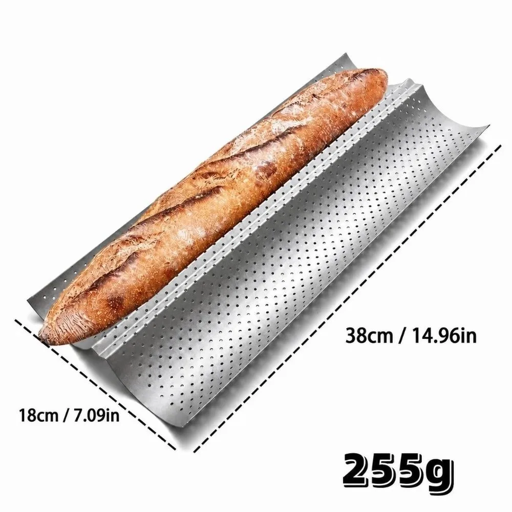 New 2/3/4 Slot Baguette Pan Nonstick Carbon Steel French Bread Pan Wavy Perforated Bread Baking Mold Home Kitchen