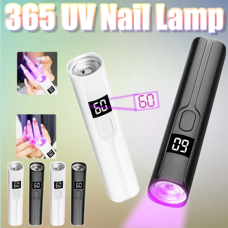 365 UV Mini Outdoor Lighting Flashlight Purple Light Digital Power Display Fluorescent Agent Detection Nail Lamp for Daily Use