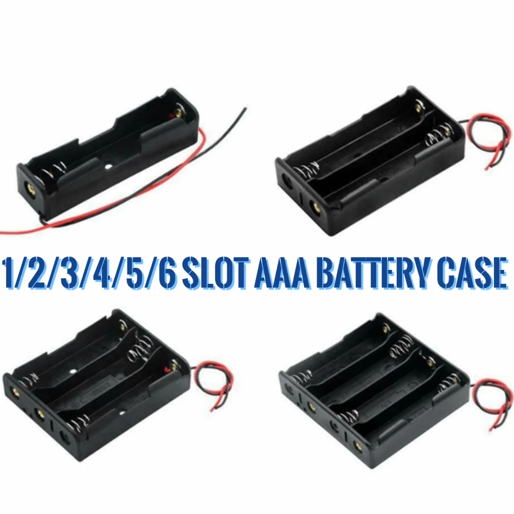 1/2/3/4/5/6 Slots Battery Holder Plastic Material Nickel-plated Brass Battery Storage Case With Wire Leads Easy Soldering