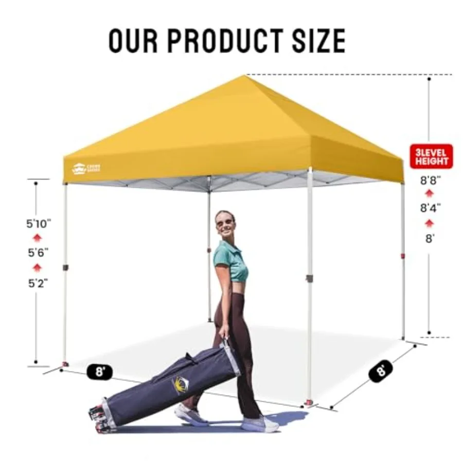 خيمة شاطئ بمظلة منبثقة 8 × 8 مع إعداد دفع واحد، مظلة شمسية سهلة للاستخدام في الهواء الطلق للأحداث والحفلات والتخييم مع حقيبة غطاء STONGo