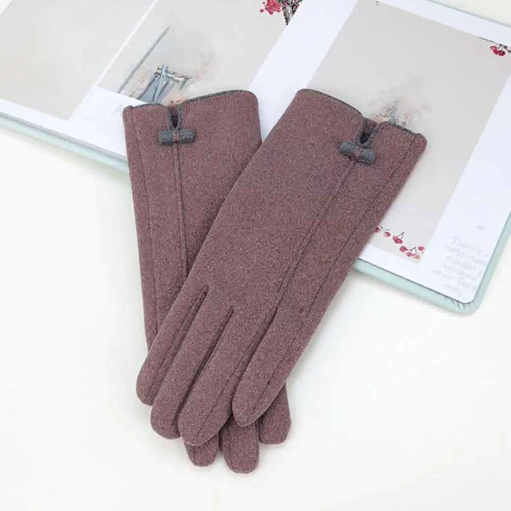 Women Gloves 1 Pair Chic Touch Screen Decorative  Cycling Riding Women Gloves Winter Accessory