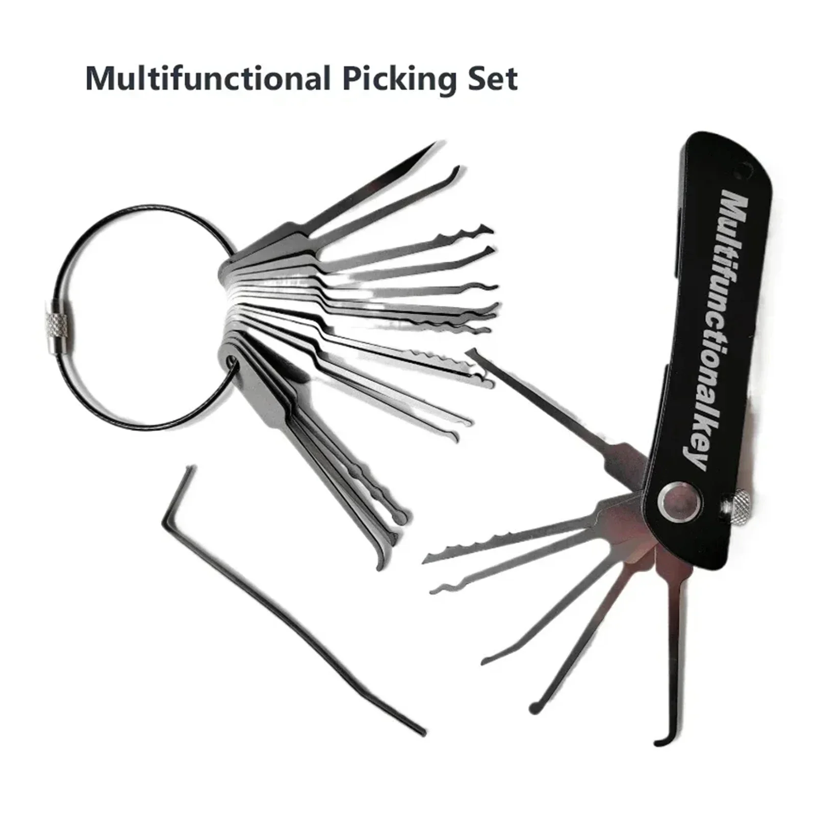 

Professional Practice Lock Picking Set Foldable 21 in 1 Stainless Steel Lock Pick with Wrench Compact Training Kit for Beginners