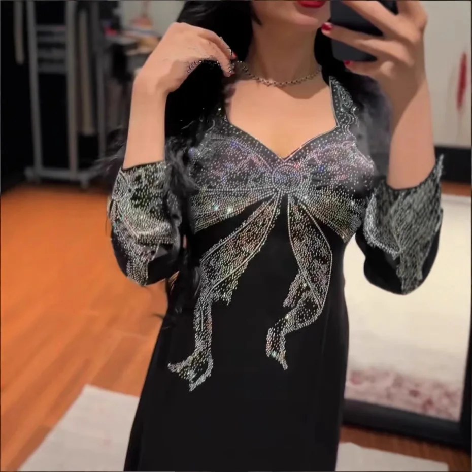 ホットダイヤモンド光沢のある高級中東ドバイローブローブ婦人服無地サテンドレス外国貿易春の新 Cw86801