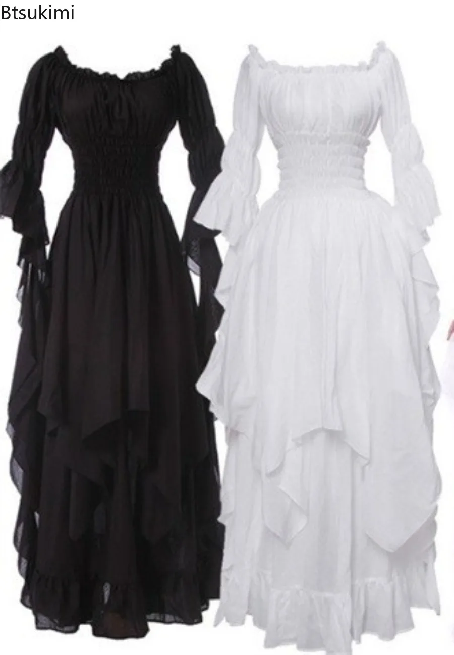 2026 Mittelalterliches Damenkleid Renaissance Vintage-Stil Gotisches Kleid Bodenlang Damen Cosplay-Kleider Mittelalterliches Lolita-Kleid