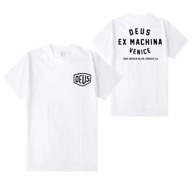 2024 New fashion Sporty DEUS EX MACHINA T-Shirts Print Pure Cotton Men\'s Clothing Short Sleeve Tops Women Vintage Oversized Tees