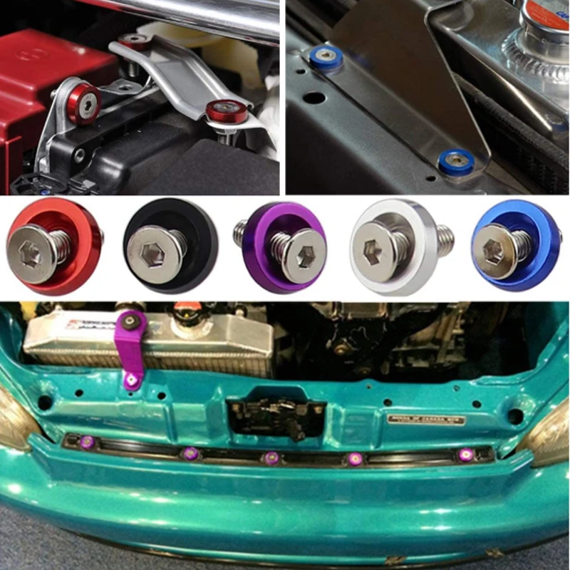 20 pçs carro modificado hex fixadores fender arruela pára-choques parafusos côncavos de alumínio colorido fender arruelas e parafuso M2-M6