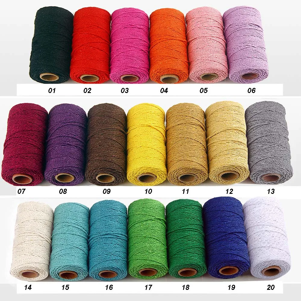 100M/Roll 2mm Colorful Jute Rope Twine Thread Cord Handmade DIY Crafts Rope String Color Gift Packing String Home Textile Decor