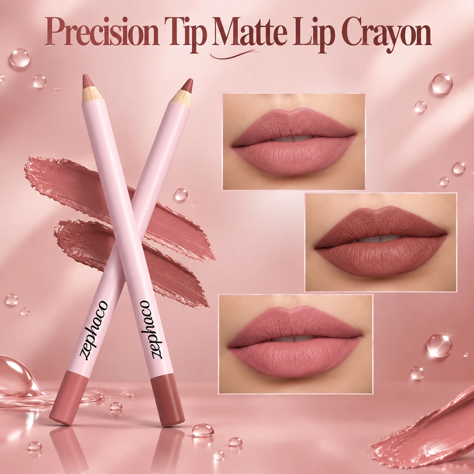 Waterproof Matte Lip Liner Bean Paste Rose Pink Sculpting Lips Contour Lasting Hook Line Non-stick Cup Lip Plumping Lipstick Pen