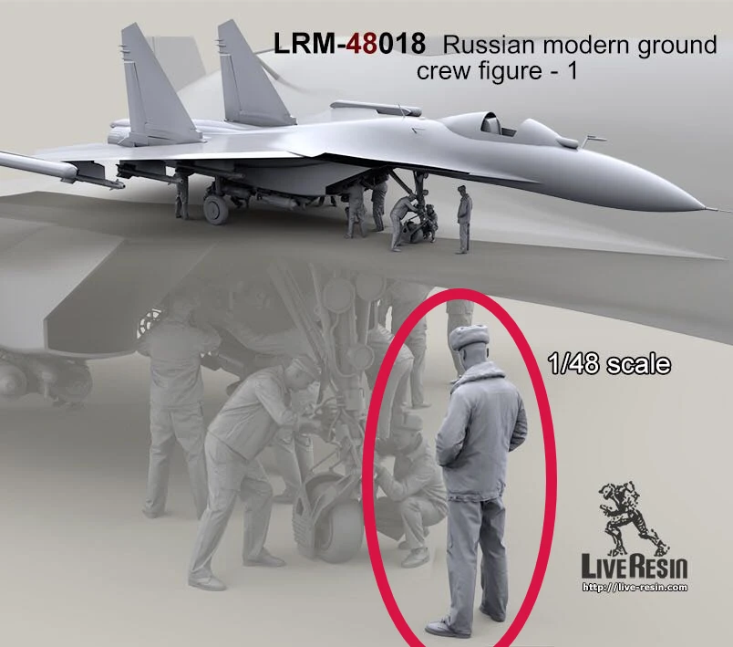 Die-cast 1/48 scale modern Russian military Ground crew-1 (excluding aircraft) micro-scene with self-assembled unpainte GK hobby