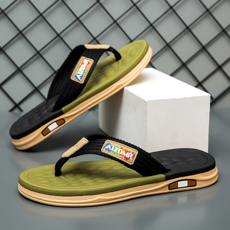 

Casual Men's Summer Outdoor Sandals Anti-Slip Deodorant Beach Beachside Personalized Thick Bottom Rubber Sole Slip-On Shoes