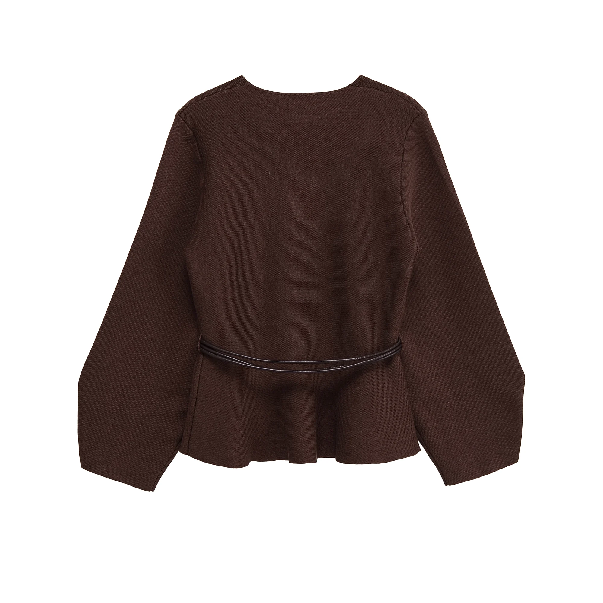 

Весенний новый женский вязаный кардиган с поясом и V-образным вырезом с длинным рукавом, повседневная модная универсальная куртка