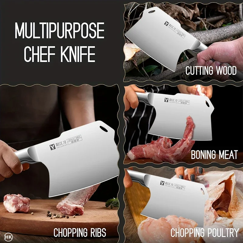 Special knife for chopping bones Chopping knife Thickened and heavier chopping knife Butcher stainless steel all steel knife