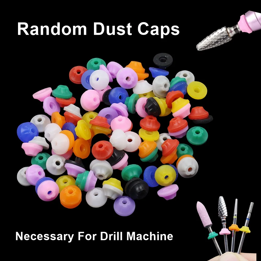 10/20/50/100 peças rolhas de poeira de unhas de silicone de qualidade tampas de broca de haste de 3/32 ", tampas anti-poeira de arquivo eletrônico, acessórios de ferramentas de unhas,