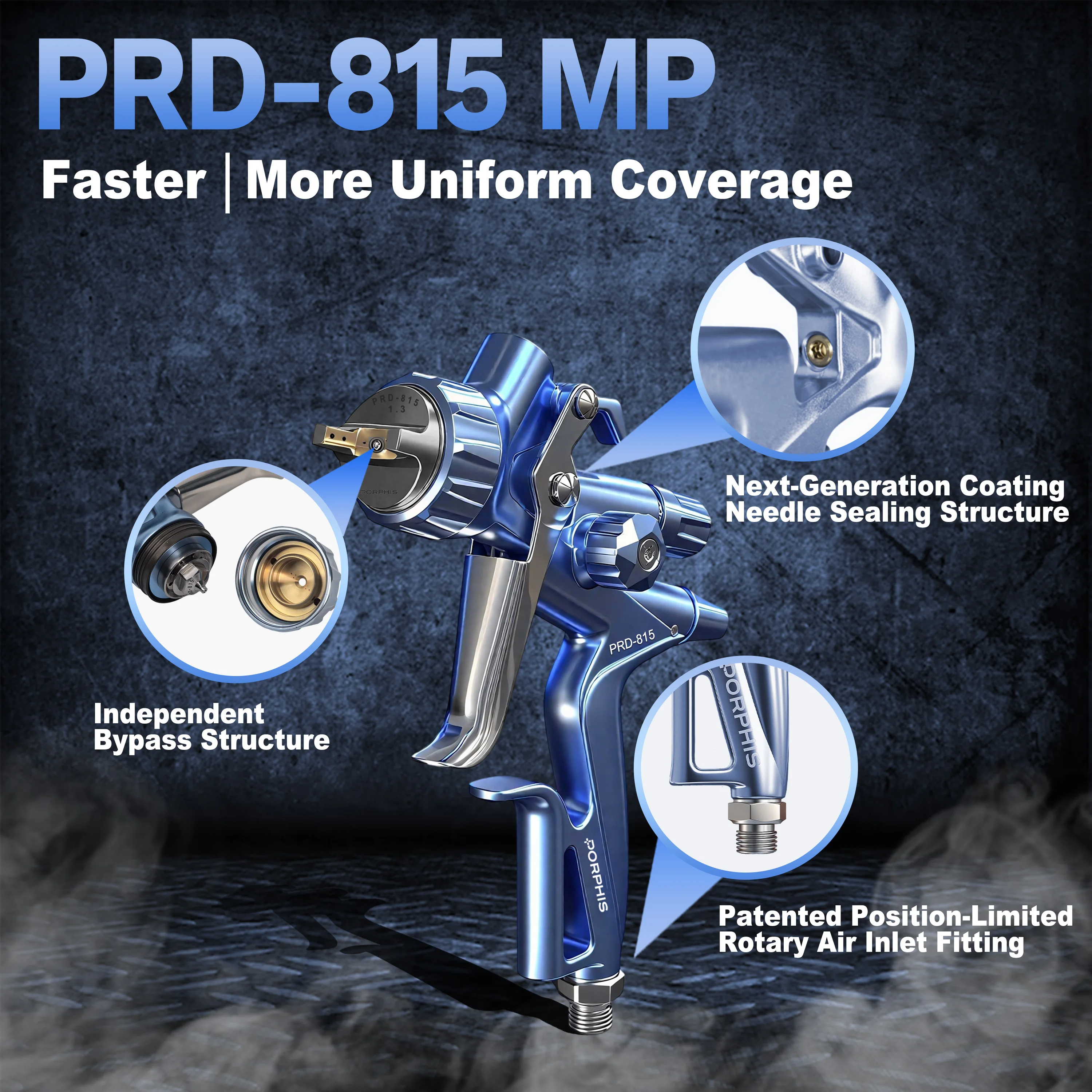 Original PORPHIS PRD-815 MP spray paint gun Gravity Feed paint automotive airbrush paint sprayers for professional car