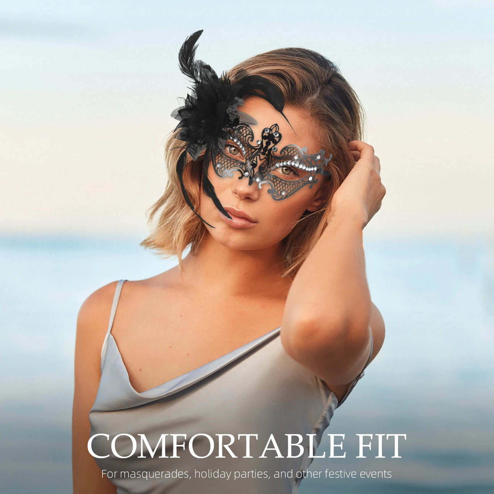 

Half Face Mask for Women Men Dance Party Costume Masks For Masquerade Ball New Years Rhinestone Metal
