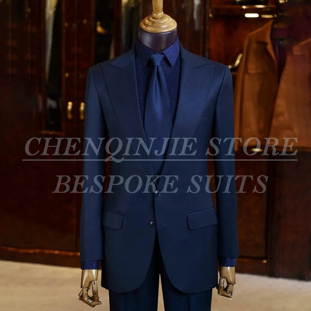 

Customzied Men's Suits Elegant Business Single Breasted Peak Lapel Slim Fit 2 Piece Jacket Pants Sets Elegant Mle Clothing