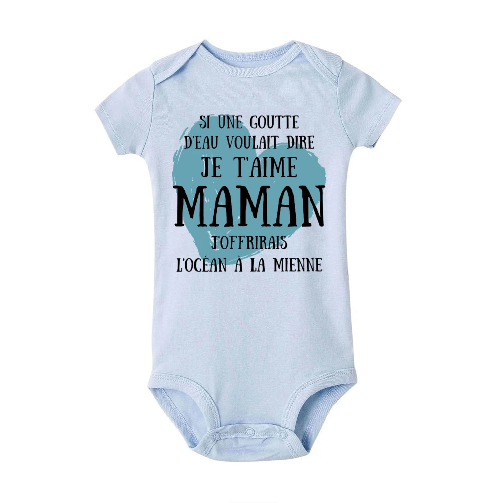 Love Heart French Printed Baby Romper Newborn Short Sleeve Bodysuit Boys Girls Summer Jumpsuit Toddler Clothes Gift for Mother