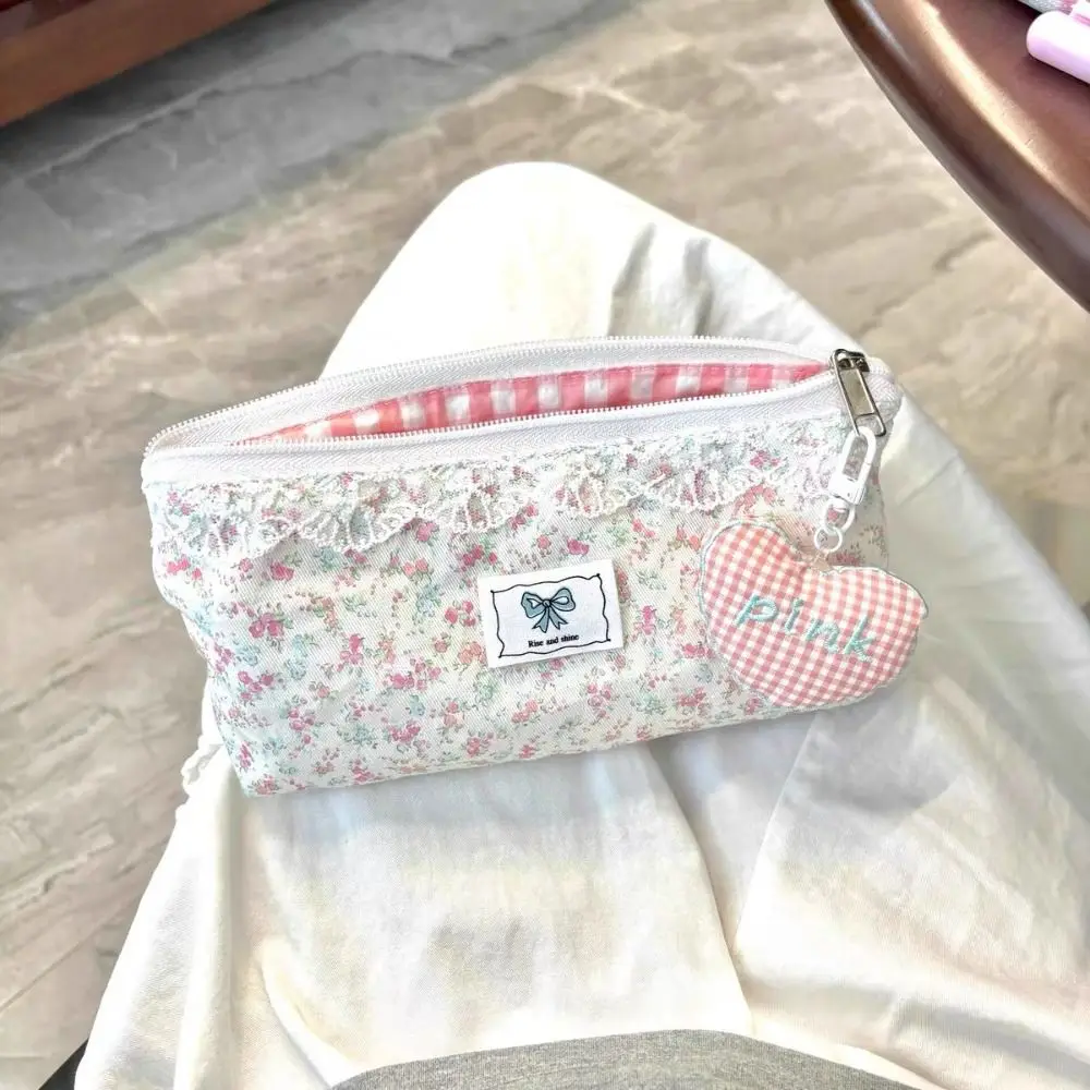 Bolsa para bolígrafos con diseño Floral de encaje fresco, bolsa de papelería multifuncional de gran capacidad, estuche para lápices para estudiantes