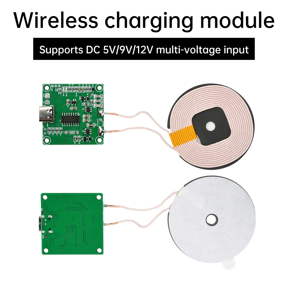

DC 5V 9V 12V Wireless Charging Module 10MM Transmitter Fast Charger Board 15W Type C QC3.0 Charging Module for Cell Phone