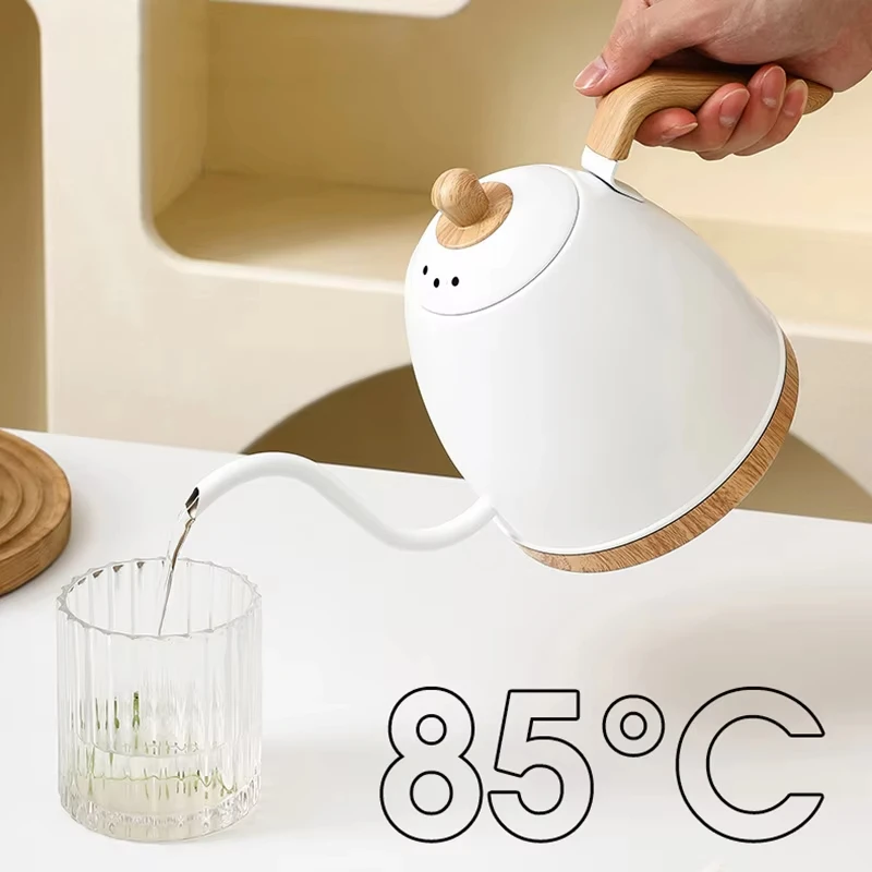 0.8L الفولاذ المقاوم للصدأ غلاية كهربائية معقوفة اليد المشروب إبريق قهوة إبريق الشاي مع فم نحيل 1000 واط وعاء تخمير المياه