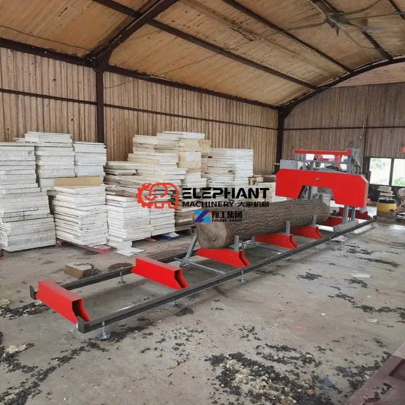 Petrol Engine Portable Mobile Bandsaw Mill with Wheels Automatic Log Timber Sawmill Equipment Wood Cutting Machine
