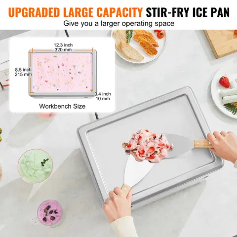 SucceBuy Fried Ice Cream Roll Machine Stainless Steel Rolled Maker with for Making Ice Cream Frozen Yogurt