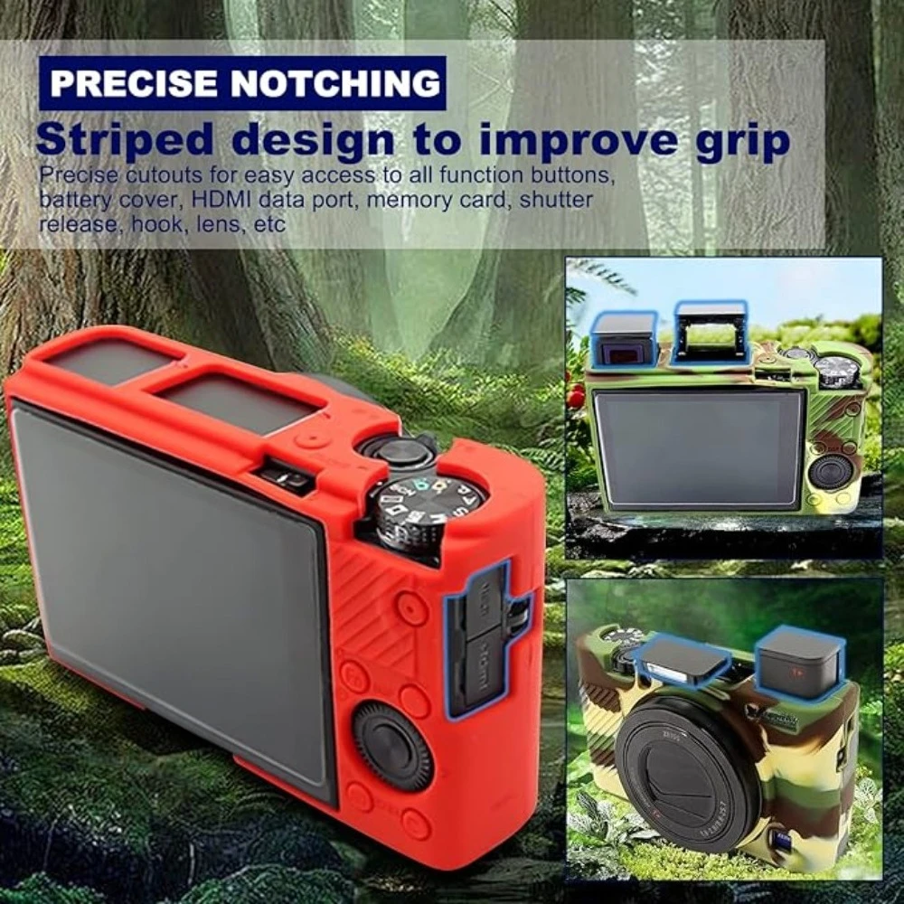 For Sony RX100 III/IV/V/VI/VII, shock-absorbing silicone camera body protective skin bag, free tempered glass film