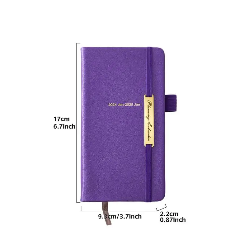 Full Year Daily Planner 2024-2025 Appointment Book Planner With Elastic Strap A6 PU Leather Cover Daily Planner For Recording