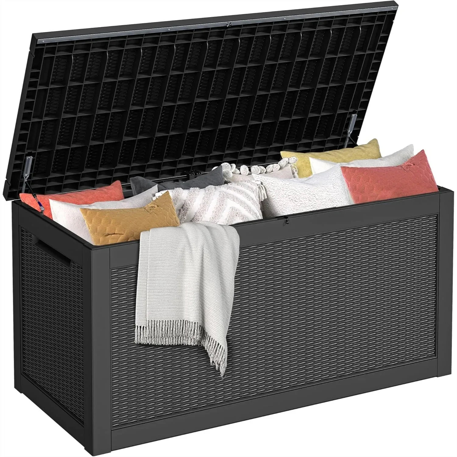 

320 Gallon Extra Large Deck Box, Resin Outdoor Storage Box, Lockable & Waterproof, Seating for 6, 1000lbs Capacity