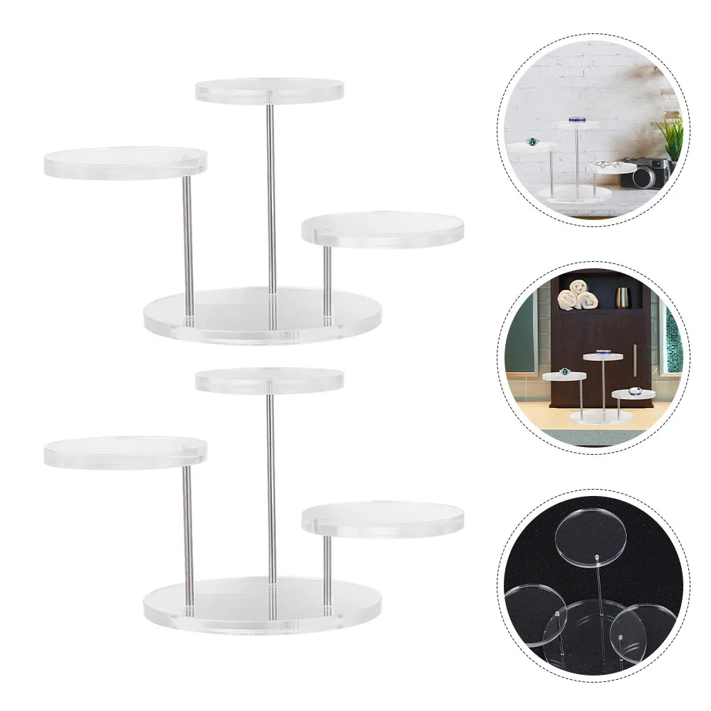 

2Sets Acrylic Ring Display Stand Multi Tier Clear Jewelry Showcase Holder for Retail Store Home Organizer Tabletop Jewelry