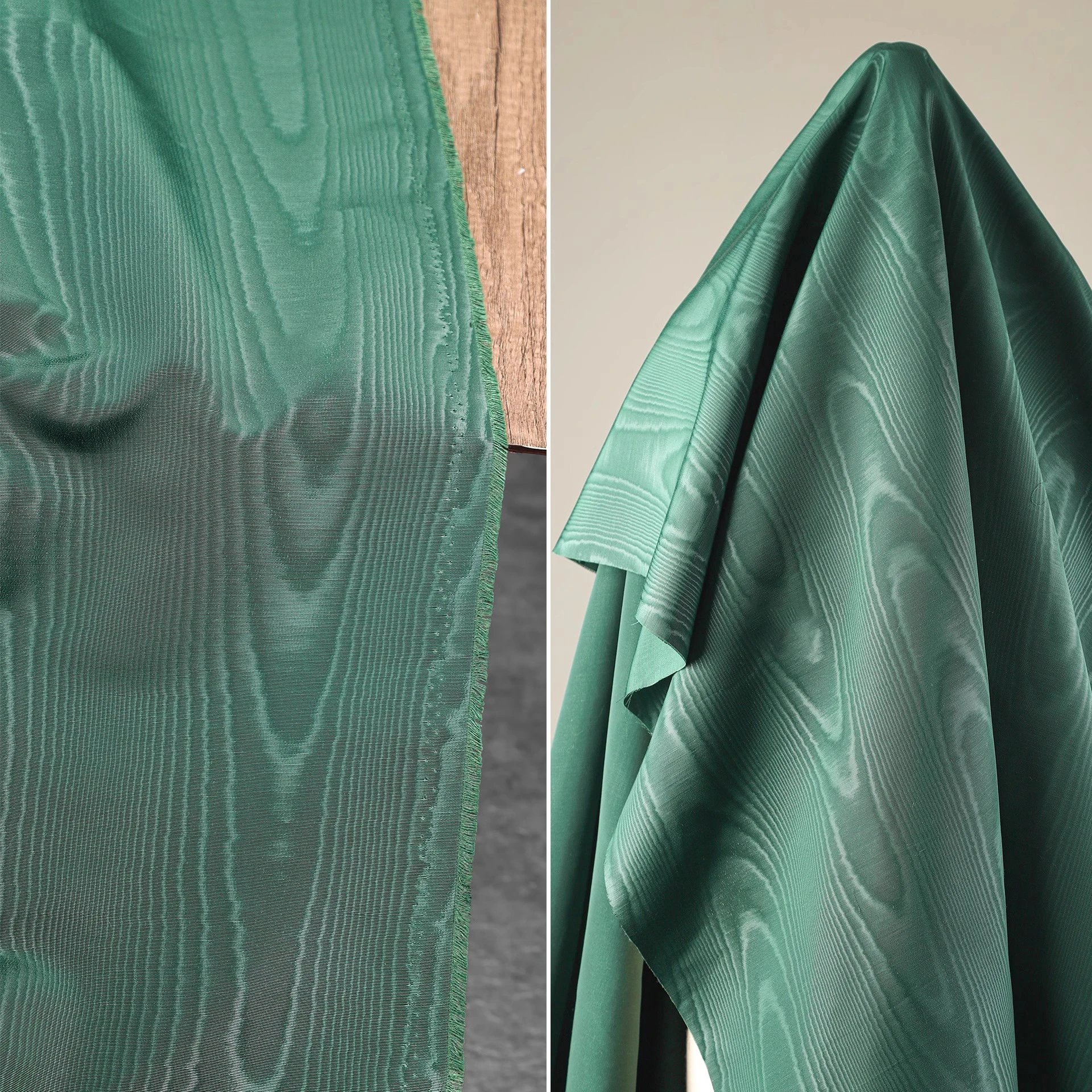 Green Moire reflective jacquard fabric moire jacquard texture layer suit half skirt garment designer fabric