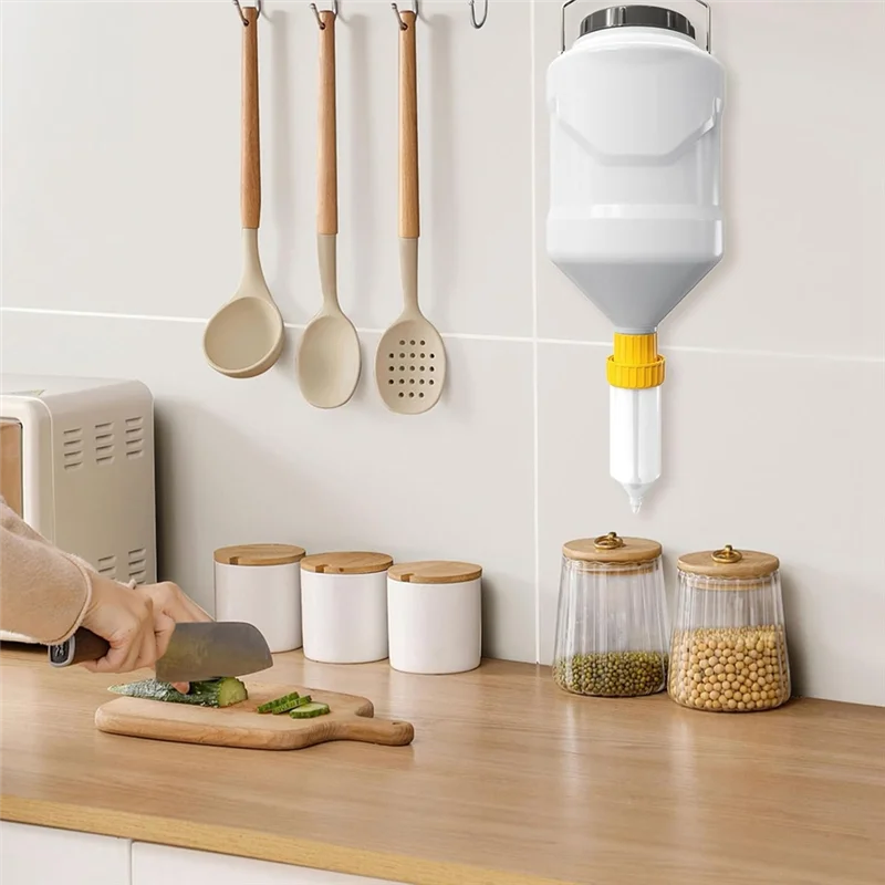 FZFZ 5L 絞り出しボトル 吊り下げ式ソースディスペンサー 大口径ソースボトル ソース絞り出しボトル 吊り下げ式ソースディスペンサー