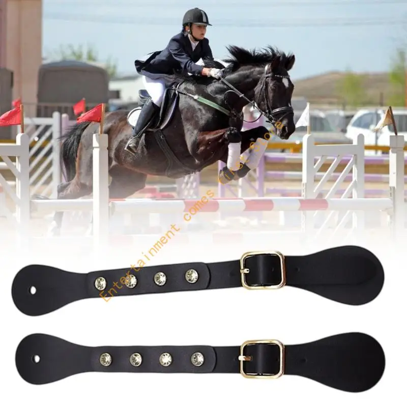 Equestrians Riding Spur Strap 1 Pair with Four Decorative Studs per Strap and Adjustable Buckles for Spur Fastening 55KD