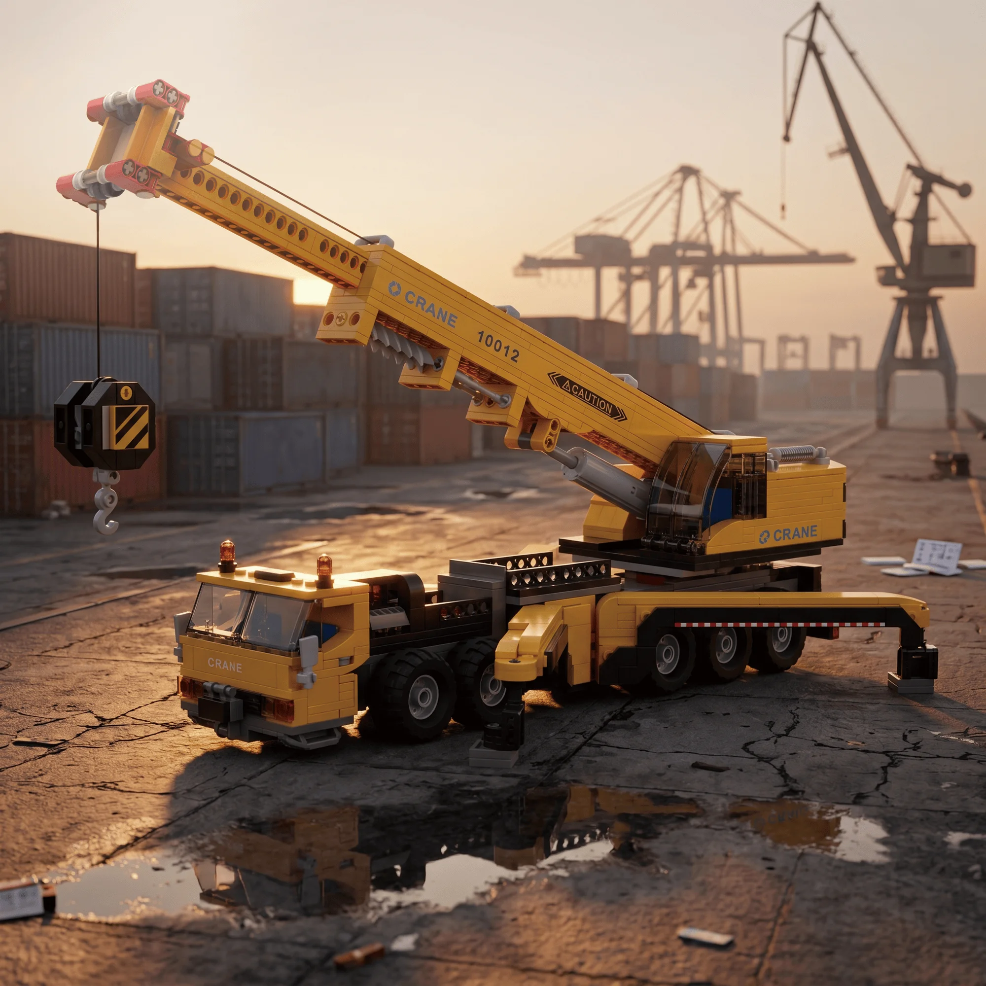 All-Terrain Mobile Crane 989Pcs Yellow Black Engineering Building Blocks Movable Boom Outriggers Vehicle Bricks Compatible Lego - view 2