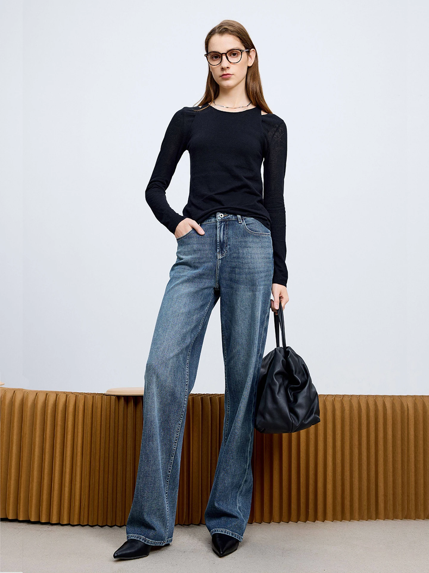 

Retro Blue Straight Leg Jeans Wide Leg Loose Fit Women's Denim Pants Spring New Style Slimming Effect Natural Waist Zipper