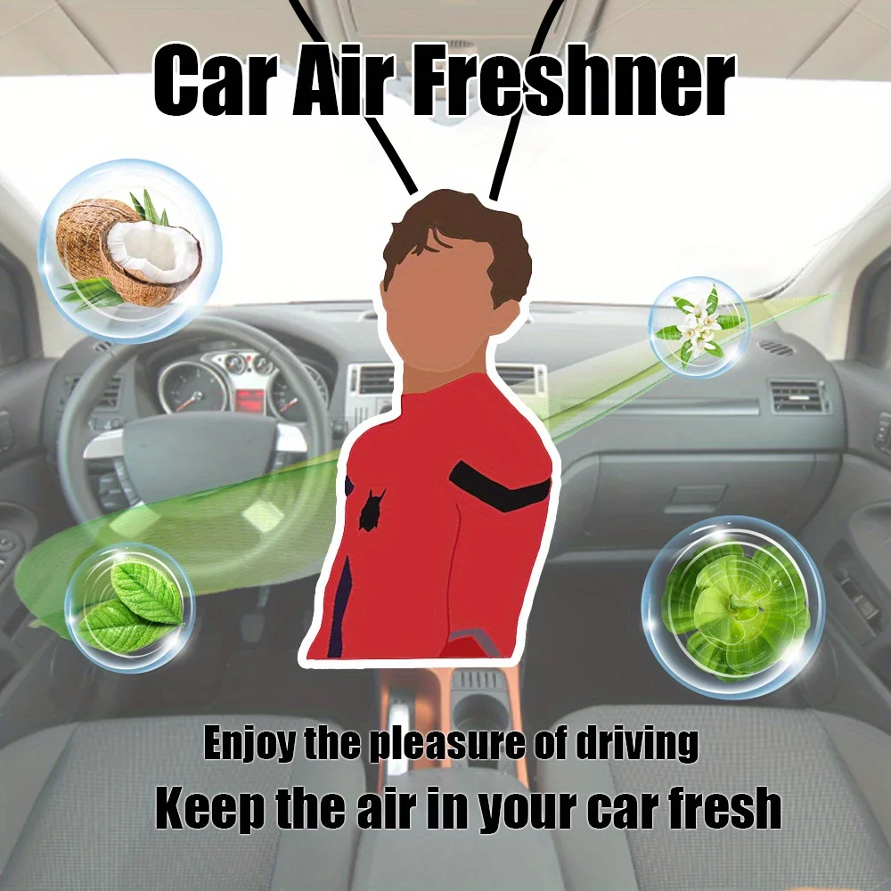 

City Web Hero Car Scent Hanger - Red Black Suit Design, Mirror Vent Hanging, Lasting Fragrance