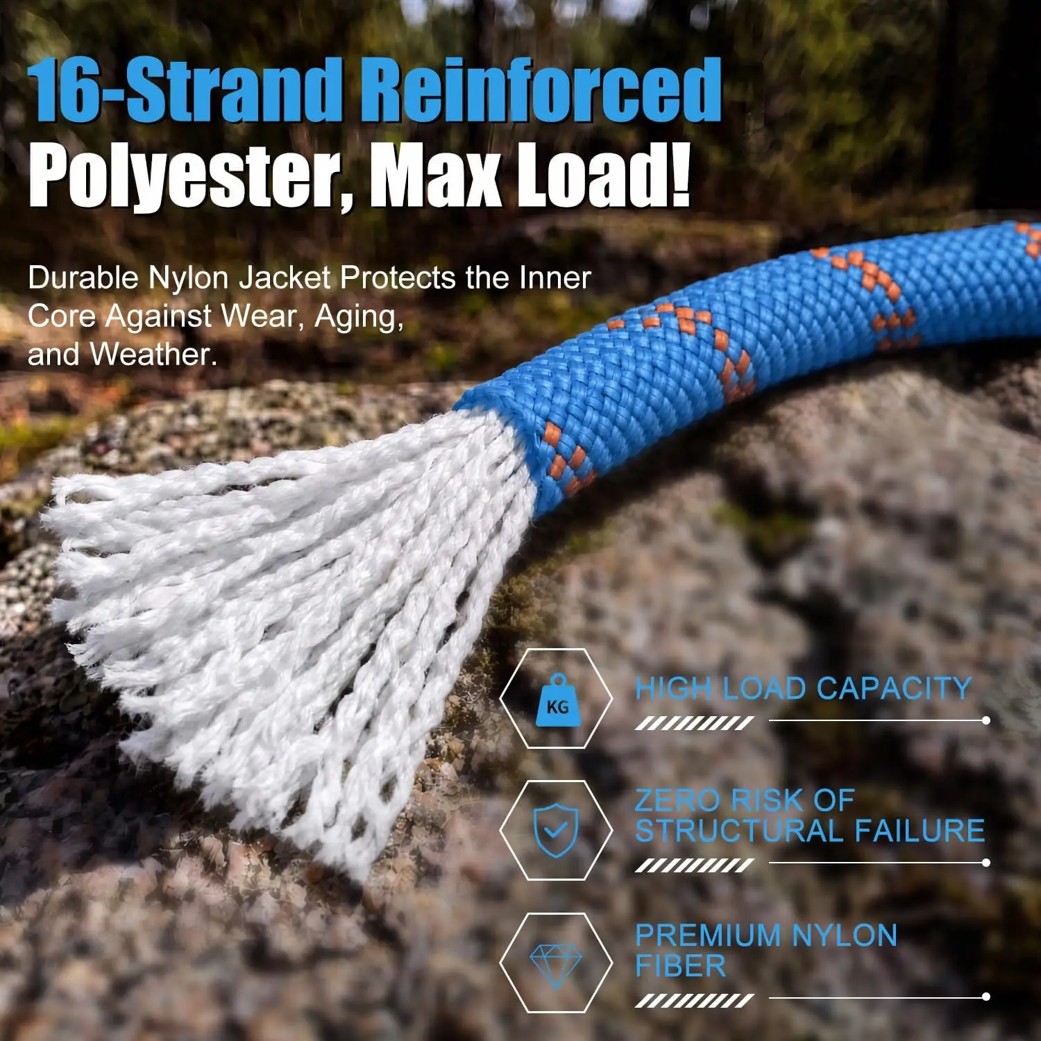Heavy Duty Nylon Sling with Metal Hook - Wear-resistant - Suitable for Outdoor Hammocks, Tree Swings, and Patio Chairs