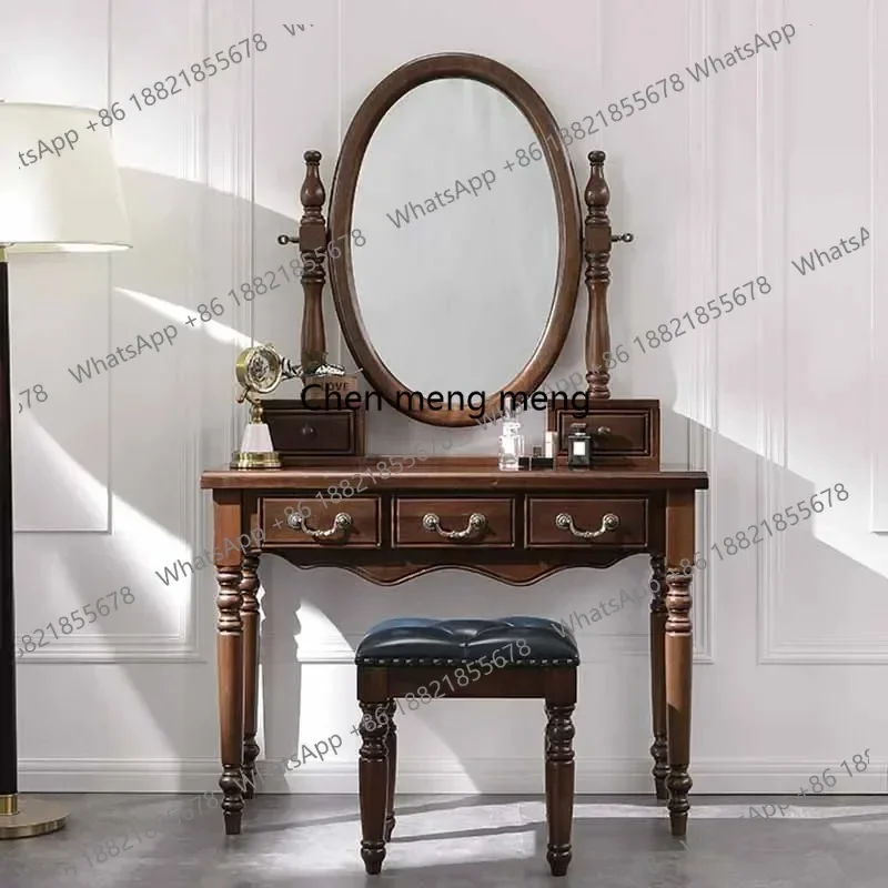 C178 wood nordic brown dresser eithe bedroom girl Luxury Hotel Makeup Dressing Table Storage Mirror Schminktisch Bedroom