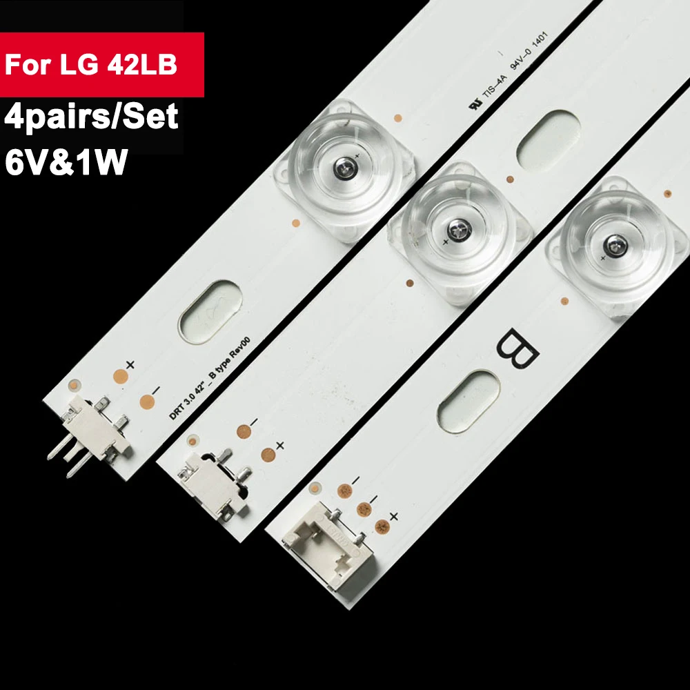 Faixa de luz de fundo LED para Lg, lente quadrada, 42LB, 42LB582V, 42LX330C-UA, 42LF530S-UA, 42LF5500, 42LF5800-UA, 42LF5600-UB, 4 pares por conjunto