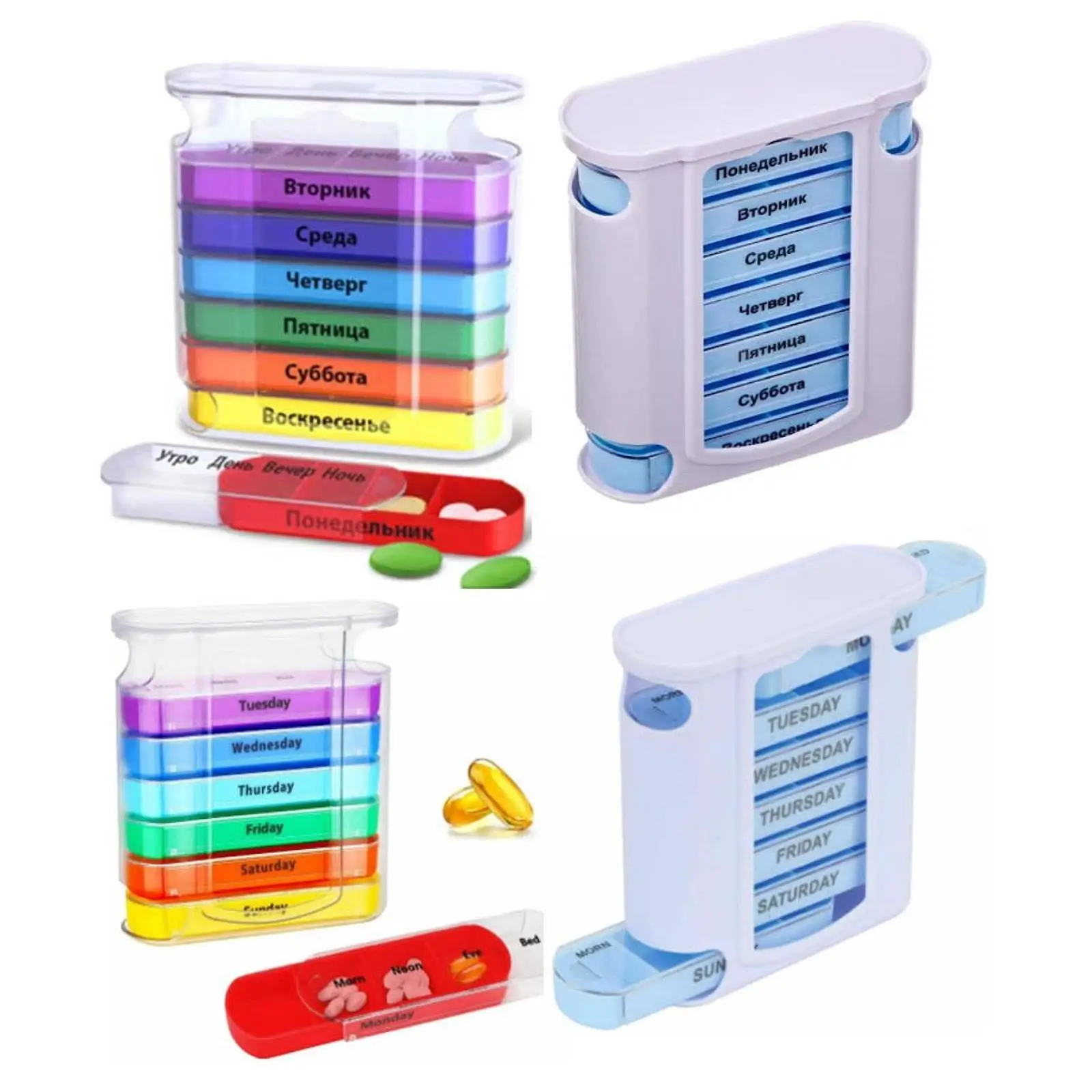 

28 Grids Weekly Pills Organizer Holder Container Medication Dispenser Planner Travel Dustproof for Oils Medication Storage Case