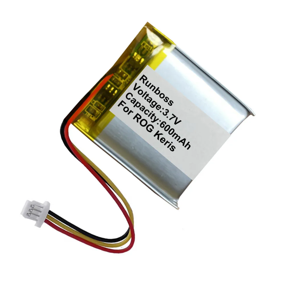 3.7V 600mAh Battery For ASUS ROG Keris Wireless Game Mouse Accumulator 3-wires Plug