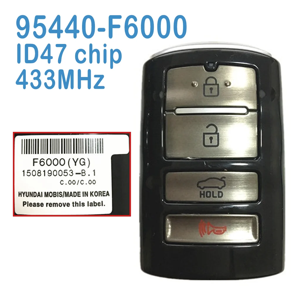 95440-F6000 Original Auto Smart Remote 433MHz ID47 Chip 3+1 Buttons Replace Car Smart Key For KIA Cadenza K7 2016