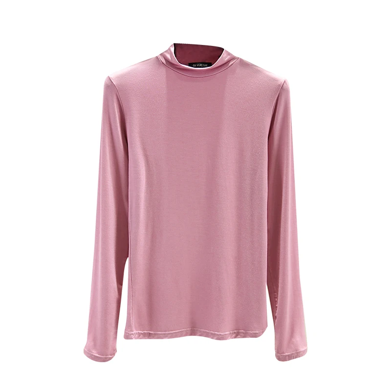 Women's Modal Long Sve Base irt f High Collar Slim Fit Autumn Winter Top Large Size Inner Wear T-irt Casual Sle